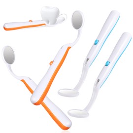 Healifty 4Pcs Dental Mirrors with Led Light Handheld Oral Inspection Tools Anti-Fog Curved Angle for Professional and Home Use 6In X 1In X 0.6In