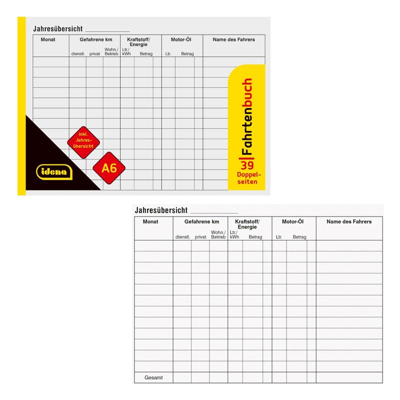 Idena 10844 – logbook, DIN A6, for approx. 312 journeys,