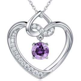 Heart Birthstone Necklaces Gifts for Women Wife, Jewelry for Women Wedding Anniversary Birthday Gifts for Wife Girlfriend Mom Christmas Valentines Gifts S925 Sterling Silver (Sterling Silver 06 Jun)