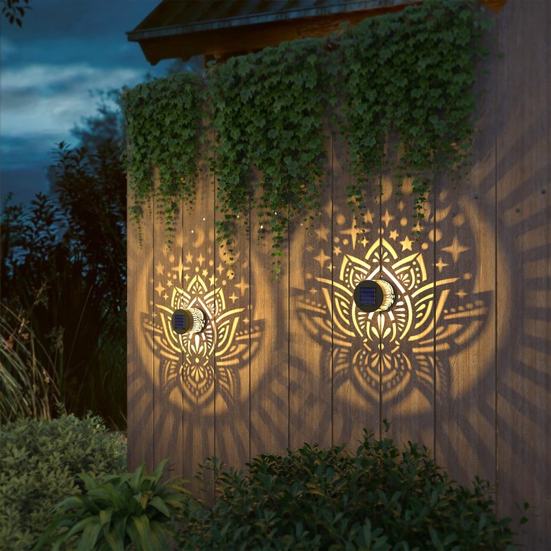 gardencave 4 Pack Solar Fence Lights Metal Solar Powered Outdoor