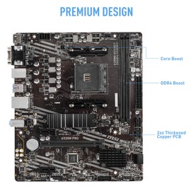 MSI A520M PRO Gaming Motherboard (AMD AM4, DDR4, PCIe 4.0, SATA 6Gb/s, Dual M.2, USB 3.2 Gen 1, HDMI/DP, Micro-ATX)