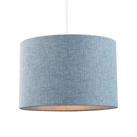 Contemporary and Sleek 12 Inch Blue Nova Linen Fabric Drum Lamp Shade 60w Maximum | 30cm Diameter | for Table Lamp or Pendant by Happy Homewares