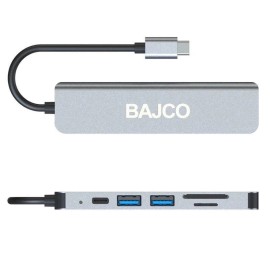 BAJCO Hub 6 in 1 USB C to 4K@60HZ HDMI Multiport Adapter for MacBook Pro Air HP XPS