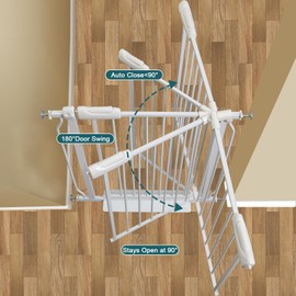 Extra Wide Baby Gate Tension Indoor Safety Gates White Metal Large Pressure Mounted Pet Gate Walk Through Long Safety Dog Gate for The House Doorways Stairs (43.31"-48.03"/110-122CM, White)