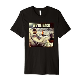 2024 Moon Landing We're Back Astronaut Drinking Beer Design Premium T-Shirt