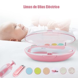 Limas de uñas bebés, tijeras de uñas para niños, tijeras de uñas para bebés eléctricas, cuidado de uñas, limas de uñas para bebés multifuncionales, adecuadas para bebés, niños, niñas y adultos. (Rosa)