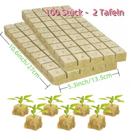 HJYDGJ Pack of 100 Grow Cultivation Mat Rock Wool Cube Rock Wool Grow Cultivation Agricultural Cuttings Rock Wool Leaf Cultivation Rockwool Cube Bottomless Culture Substrate 25 x 25 x 40 mm