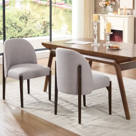 Modern Textured Fabric Dining Chair Set of 2, Arched Back Upholstered Accent Chair with Solid Wood Legs Living Room Furniturecolor: grey, size: 24.02 "* 21.46 "*33.46"