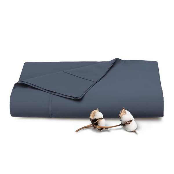 Pizuna Pure 100% Cotton Flat Sheets Only King Dark Blue