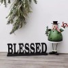 Decor Black Wood Blessed Cut-Out Standing Tabletop Sign Block Letters