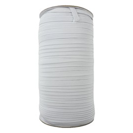 Trimming Shop 7mm White Flat Elastic Band Stretchable Cord Thin Elastic Dressmaking Waistband for Sewing, DIY Arts and Crafts, Haberdashery and Repair Clothing, 150 Metres