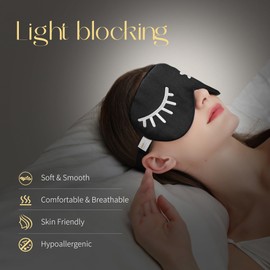 ZIMASILK 100% Natural Silk Sleep Mask Blindfold,Adjustable Super-Smooth Soft Eye Mask for Sleep with Bag(Eyelashes)