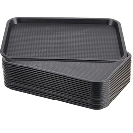 MAHIONG 15 Pack 14 x 10 Inch Blue Large Fast Food Tray, Rectangular Plastic Cafeteria Trays Restaurant Serving Trays, School Lunch Trays