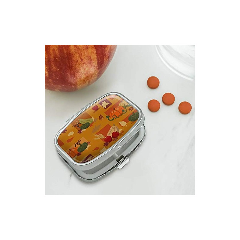 Fall Autumn Harvest Pumpkin and Squash Pattern Rectangle Pill Case