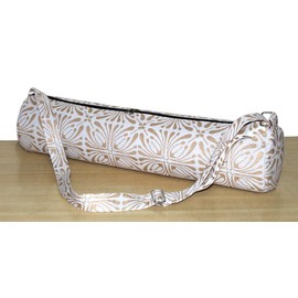 ICC Black Gold Mandala Full-Zip Exercise Yoga Mat Carry Bag Gym Beach Pilates Carrier Bags Hippie Mandala Indian Cotton Bag (White Gold Block)
