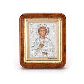 NKlaus Saint Pantaleon Icon in Frame with Plexiglass 7 x 6 cm Christian 11069