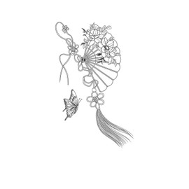 kobench Semi Permanent Tattoos,Flowers On Butterfly Paper Fan - K92 Design,Waterproof,Easy-to-Apply,Long Lasting 1-2 Weeks, Plant-Based,Flower Tattoos