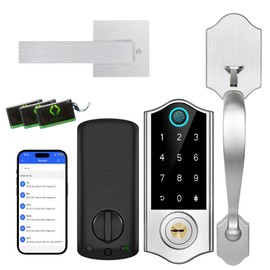 Harfo Fingerprint Smart Door Lock for Front Door with Handle Set, App Control, Keyless Entry Keyless Deadbolt, Digital Electronic Touchscreen Keypad, Auto Lock, Easy to Install, Satin Nickel