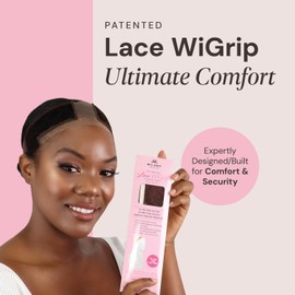 MILANO COLLECTION Wigrip, Premium Lace Wig Band for Women, Fully Adjustable & Reinforced Lace Wig Grip Band by Hairline, Comfortable and Secure Glueless Velvet Headband, Chocolate Brown