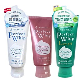 Senka Perfect Beauty Foam 120g x 3 Moisturizing Hypoallergenic Face Wash Cica Calming Cleansing Foam / 센카 퍼펙트 뷰티폼 120g x 3개 수분 보습 저자극 세안제 시카 카밍 클렌징폼