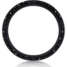 Car Auto - Funda brillante para volante con diamantes y piel