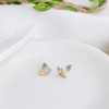 925 Sterling Silver CZ Interlocking Double Heart Stud Earrings for