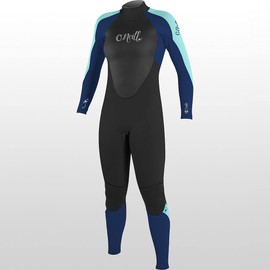 O'Neill Women's Epic 3/2mm Back Zip Full Wetsuit, Black/Navy/Seaglass, 10
