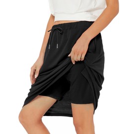 Zando Tennis Skorts Skirts for Women with Pockets Plus Size Skirts 3X Athletic Skort High Waisted Skirt -Drawstring Waist with Shorts -for Tennis Black 3X-Large
