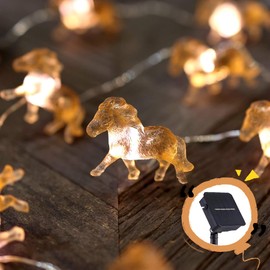 Outdoor Solar lights Solar Garden Lights Cute Decorative Fairy Solar String Lights Waterproof Horse Gifts for Women Novelty Pony Lights 40LEDs 14ft Xmas Yard Patio Window Balcony Thanksgiving Decor