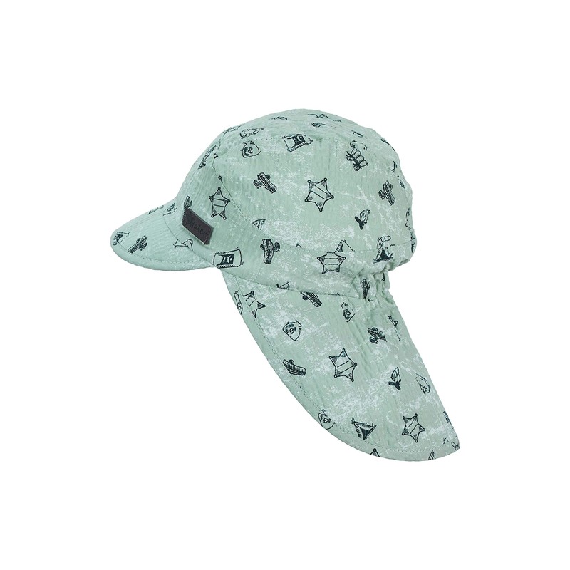 Sterntaler Boys Peaked Cap with Neck Protection, turquoise