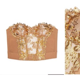 Victoria's Secret Victorias Secret Gold Sequined Ziggy Glam Floral Embroidery  Corset 36b Vs2