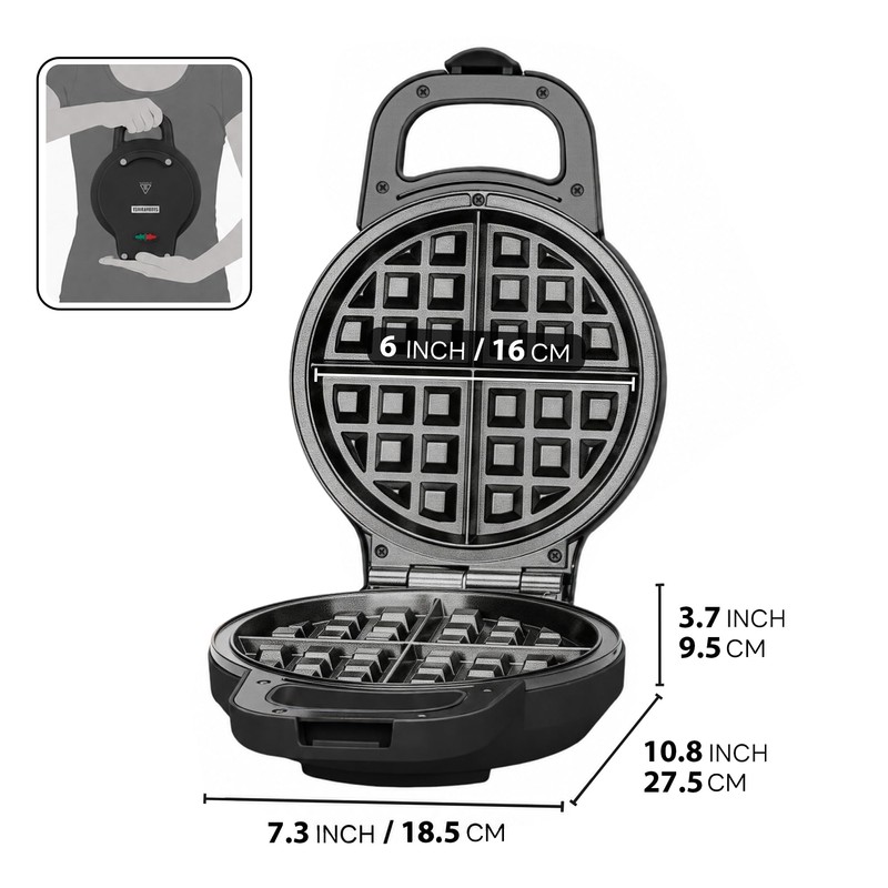 SugarWhisk 6-Inch Belgian Waffle Maker, 180° Flip Waffle Iron with