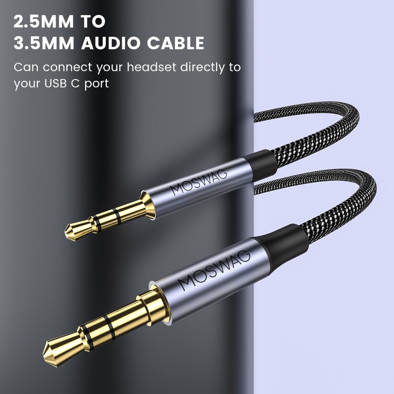 MOSWAG - Cable de audio estéreo macho de 2,5 mm