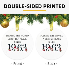 60th Birthday Gifts for Women Men, Ceramic 60th Ornament Keepsake- Making the world a better place since 1963, Happy Birthday Gifts for 60 Years Old Women Female Friends Husband Wife Mom Grandparents