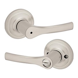 Weiser Henley Satin Nickel Door Handle, Reversible Privacy Lever, Interior Door Handles for Bedroom and Bathroom Doors, Keyless Bathroom/Bedroom Door Lock, Modern Home Décor