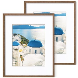 Axeman 16x20 Picture Frame with Mat for 11x14, Solid Oak Wood Poster Frame with Tempered Glass for Home Decor, Wooden 16x20inch Photo Frame for Art Photo and Prints, Set of 2, Walnut