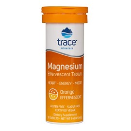 Trace Minerals Tableta Efervescente de Magnesio - Promueve la Salud del Corazón, Balance de pH, Energía Estado de Ánimo - Sin Gluten, Sin Azúcar, Certificado Vegano - Naranja - 10 Tabletas 1 Tubo
