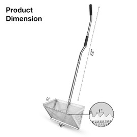 Sand Flea Rake – Commercial Grade 16’’ Steel Basket with 55’’ Ergonomic/Neoprene Handle - Sandflea Sifter for Beach - Shark Teeth Rake for Sandfleas - Sand Scoop and Gloves Included