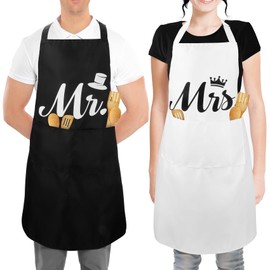 Partner Gifts Cooking Apron Men Women Gift For Him Her Valentine's Day Mr. Mrs. Gifts For Girlfriend Boyfriend Couple Gifts I Love You Gifts For Men Valentine's Day Gift Girlfriend, black white