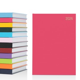 evelay 2026 Diary A4 A5 Day to Page Hardback Full Year Planner Organiser Journal (A5 Page a Day, Cerise Pink)