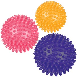 Spiky Massage Balls Combo- Plantar Fasciitis, Trigger Point, Deep Tissue, Myofascial Release, Stress Ball, Yoga Pilates Exercise, Rehab, Physio, (Yellow, Pink, Purple, 6cm, 7.5cm, 8cm)