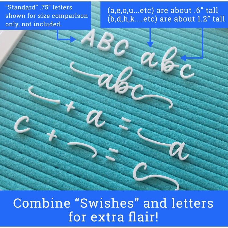 Cursive Letter Set for Felt Letterboards, 150+ Lowercase Script Letters,