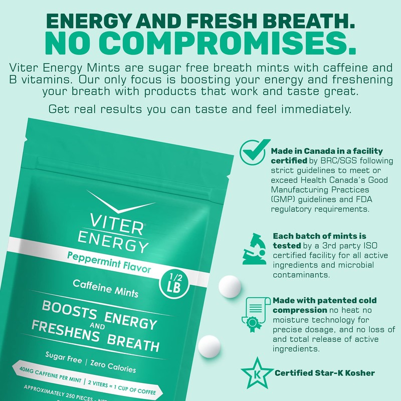 Viter Energy Viter Energy Caffeinated Mints 40mg Caffeine, B Vitamins,