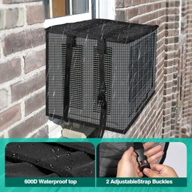 Window Air Conditioner Cover for Outside, Waterproof Window AC Unit Cover & Detachable Drip Cushions Reduce Noise, All Seasons AC Cover Protect Against Leaves,Weeds,and Debris(21.5Wx16Dx15H)