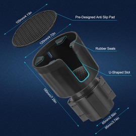 MICHIHOMIE Car Cup Holder Expander, Adjustable Car Drink Holders with Coasters, Expandable Insert, Fits Bottles in 0.5-1.4 L (7-10.5 CM)