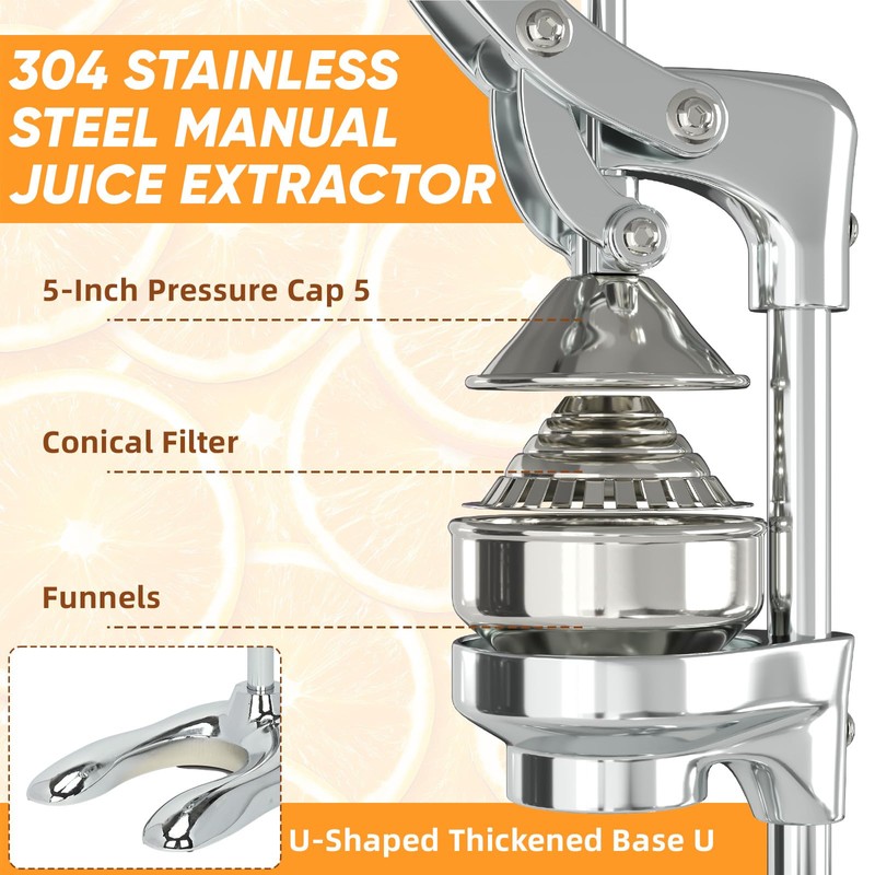 Nisorpa Manual Juicer Hand Press Commercial Citrus Juicer Machine Stainless