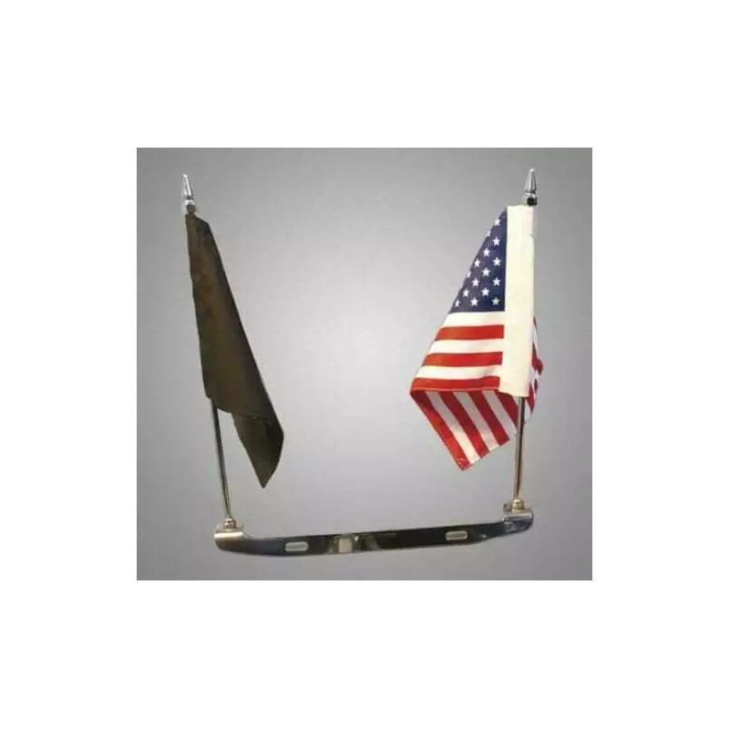 Rivco Motorcycle Harley Cruiser License Plate Mounted Double Flag Holder