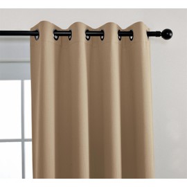 MIUCO Blackout Curtains Room Darkening Curtains Textured Grommet Window Curtains for Bedroom 2 Panels 52x63 Inch Long Taupe