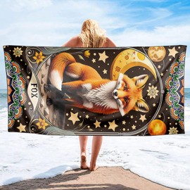 YISUMEI Red Fox Beach Towels for Adults Extra Large 180 x 90 cm, Microfibre Quick Dry Towel for Travel Swimming Camping Sports