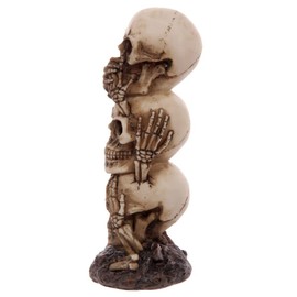 Puckator Skull Totem - Hear No Speak No See No Evil - Home Decoration- Desk Skull Ornament - Plastic Skull - Gothic Home Accessories - Mini Skulls - Human Skeleton Head - Goth Gifts For Men
